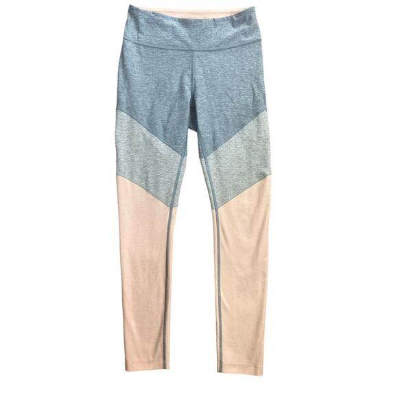 Outdoor Voices Color Block Peach Gray Blue Leggings - Picture 2 of 4